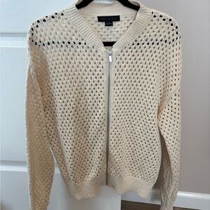Saks Fifth Avenue Cream Open-Knit Cardigan